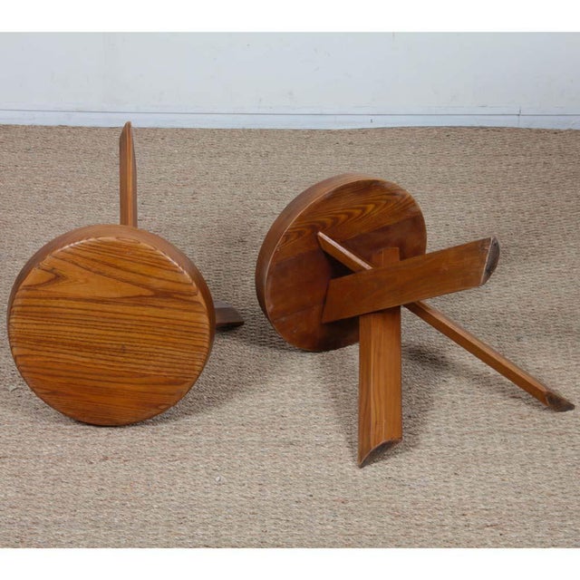 Elm Model S31 Stools by Pierre Chapo, 1980, Set of 2 For Sale - Image 4 of 7