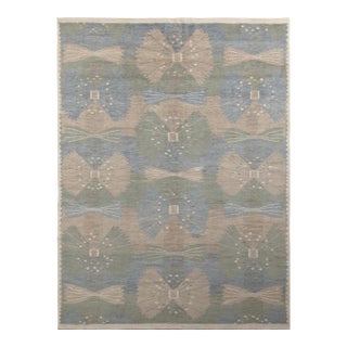 Rug & Kilim’s Scandinavian Style Rug in Green, Blue and Beige Geometric Pattern - 5x8 For Sale