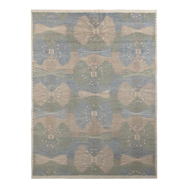 Rug & Kilim’s Scandinavian Style Rug in Green, Blue and Beige Geometric Pattern - 5x8 For Sale
