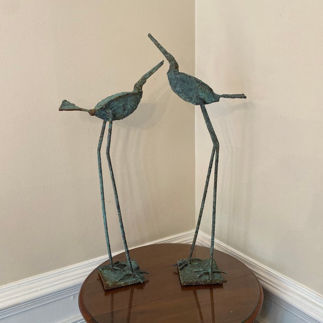 Early 21st Century Bronze Artist Made Brutalist Style Large Bird Sculpture- a Pair For Sale - Image 9 of 9