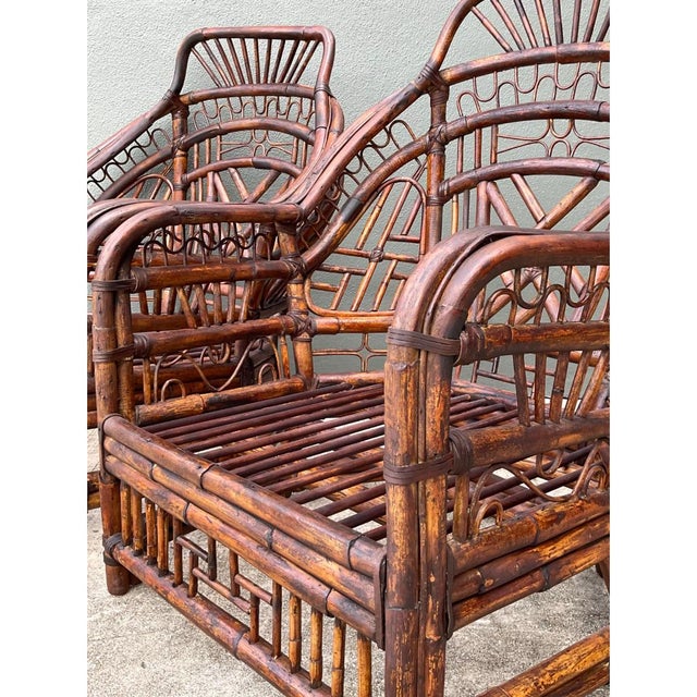 Vintage High Back Brighton Rattan Lounge Chairs - A Pair For Sale - Image 9 of 13