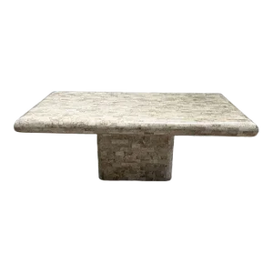 Tessellated Stone Bullnose Edge Pedestal Dining Table by Maitland Smith, 1980