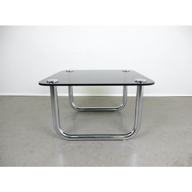 Space Age Coffee Table with Smoked Glass Top and Chrome Runners, Germany, 1970s For Sale - Image 16 of 18