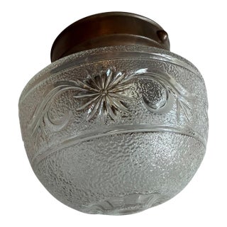 Vintage Pressed Glass Ceiling Light With Flowers and Vines Ceiling Light Fixture For Sale