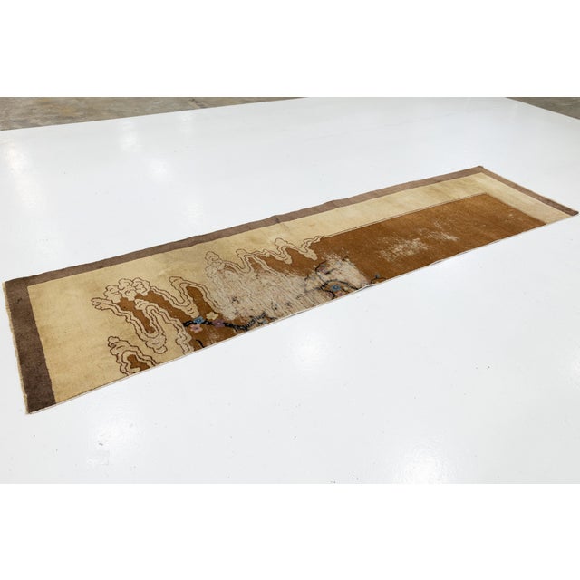 1920s Antique Art Deco Chinese Nichols Style Runner Hand-Knotted Wool, Earth Tones For Sale - Image 5 of 9