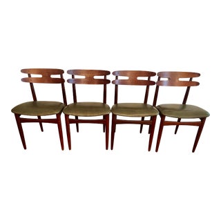 1960s Set of 4 Mid-Century Danish Bramin Teak Dining Chairs With New Moore & Giles Leather Seats For Sale