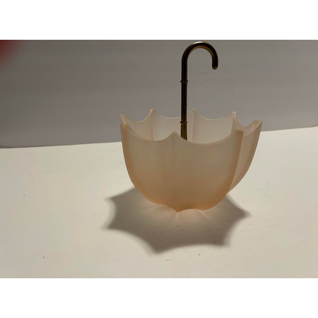 Metal Mid 20th Century Pink Satin Glass Candy Dish Shaped Like an Umbrella For Sale - Image 7 of 12