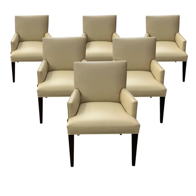1980s Mid Century Upholstered Dining Chairs - Set of 6 For Sale - Image 5 of 5