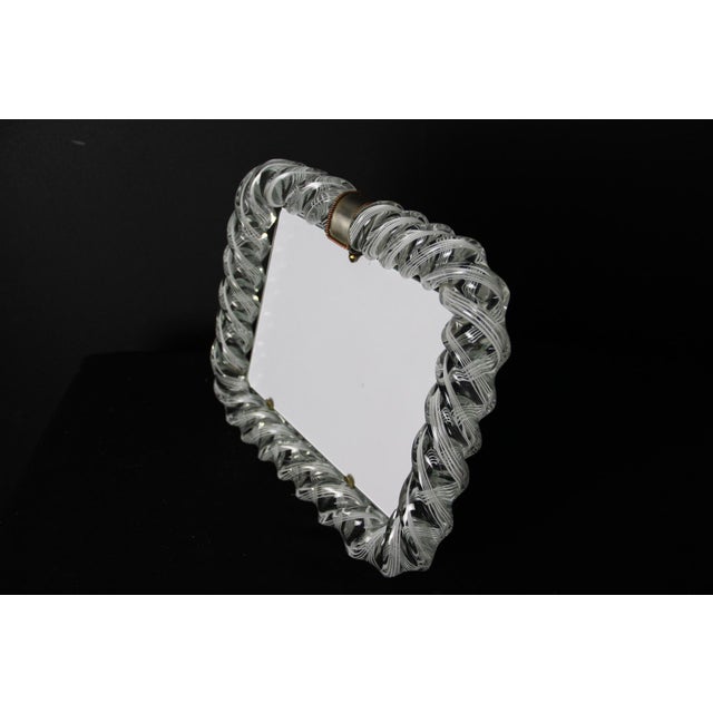 Large White Filigree Murano Glass Photo Frame from Venini, 1950s For Sale - Image 7 of 14