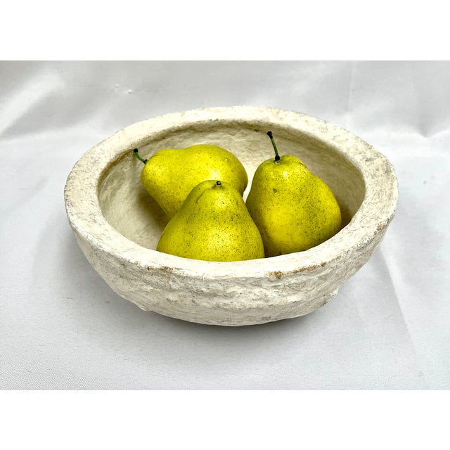 Add natural texture to your room with this handcrafted papier mache bowl. Beautiful white washed organic finish....