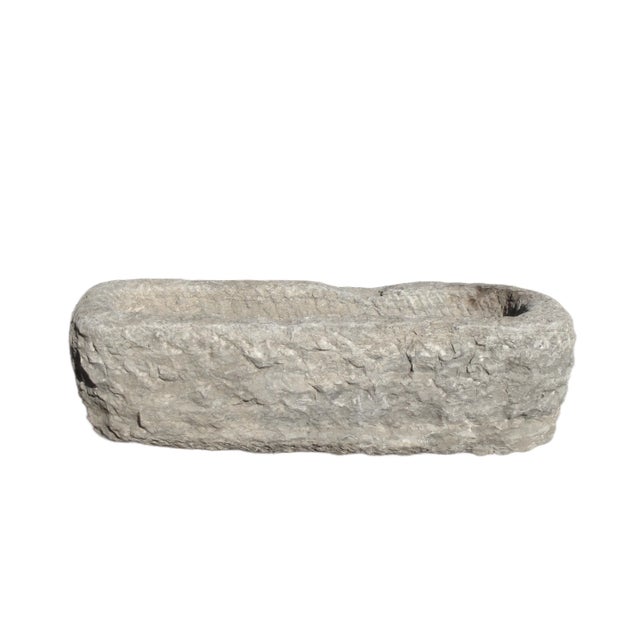 1940s Hand Chiseled Stone Trough For Sale - Image 4 of 7