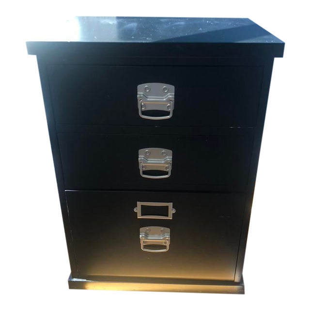 Pottery Barn Black Bedford 3 Drawer Filing Cabinet Chairish