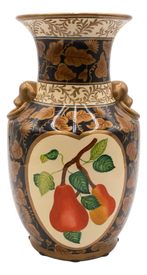 Maitland Smith Attributed Hand Painted Chinese Vase W. Fruit