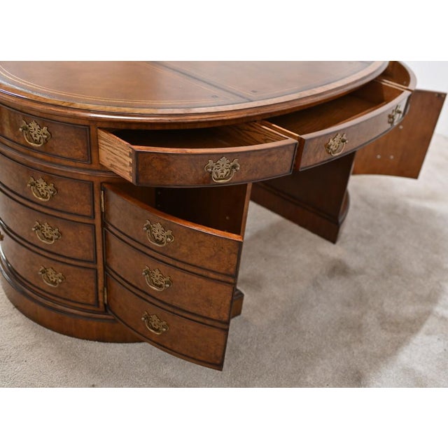 Victorian Oval Partners Desk in Walnut For Sale - Image 13 of 14