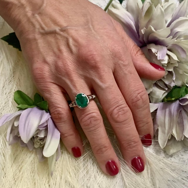 Metal Emerald Diamond Statement Ring 4.05 TCW 14k White Gold Women Certified For Sale - Image 7 of 8