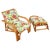 Mid Century Rattan Chair and Ottoman W/ Josef Frank Style Fabric For Sale In Miami - Image 6 of 8