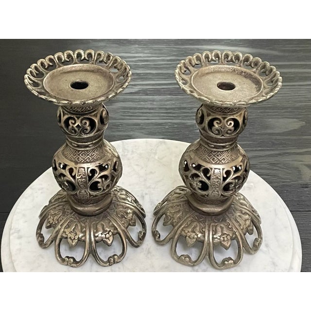 James Mont James Mont Style Vintage Japanese Candle Holders - A Pair For Sale - Image 4 of 9