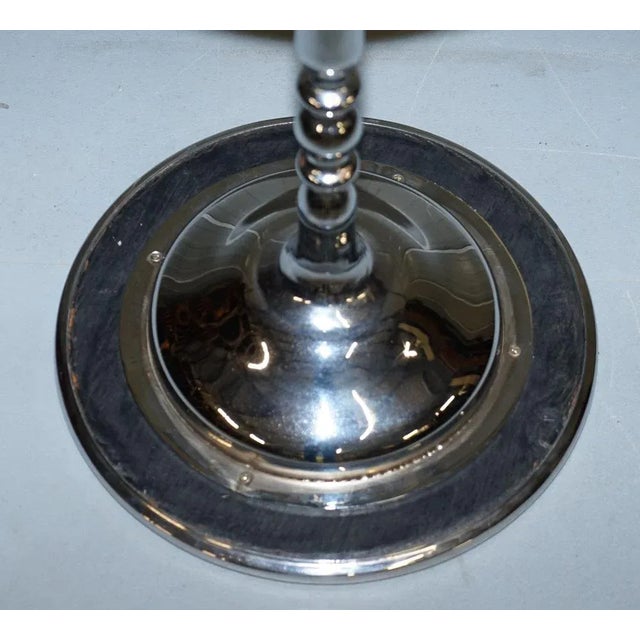 Vintage Chrome-Plated Side Tables on Solid Oak Bases, Set of 2 For Sale - Image 17 of 18