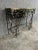 Late 19th C. Oscar Bach style marble and iron console table with ornate floral base.
