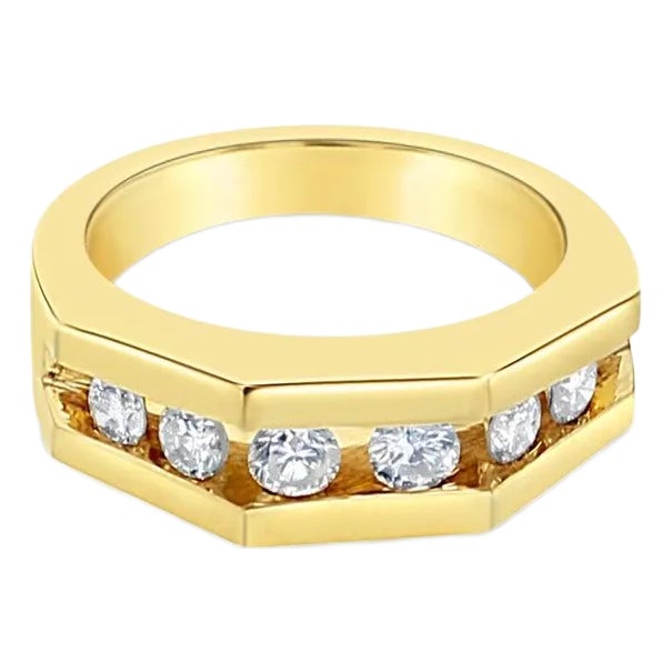 Angular Diamond Band .65cttw 14k Yellow Gold, Size 8 For Sale