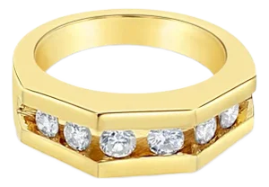 Angular Diamond Band .65cttw 14k Yellow Gold, Size 8