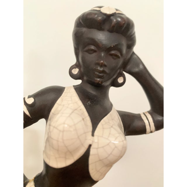 1950s Mid-Century Large Ceramic Arabian Genie Dancers - a Pair For Sale - Image 5 of 8