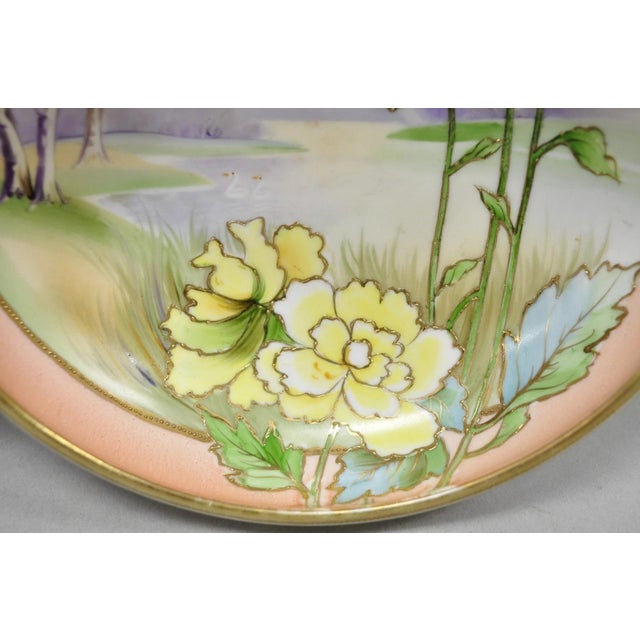 Antique Nippon Morimora Hand Painted Flowers & Ducks Coral Porcelain Bowl (B) For Sale In Philadelphia - Image 6 of 17