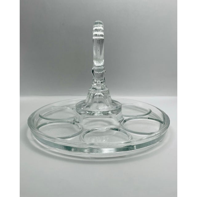 Transparent Vintage Pressed Glass Round Serving Tray For Sale - Image 8 of 9
