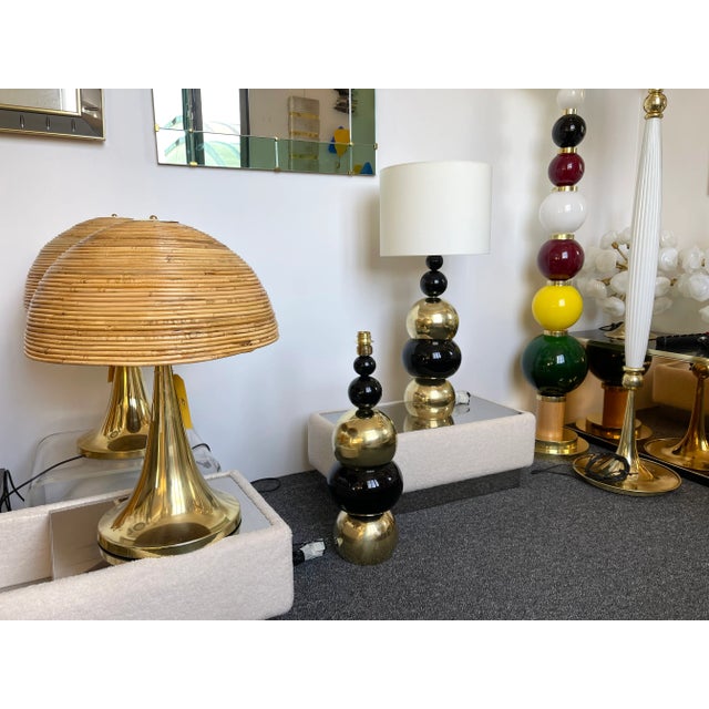 Metal Contemporary Brass Murano Glass Atomo Lamps, Italy - a Pair For Sale - Image 7 of 11