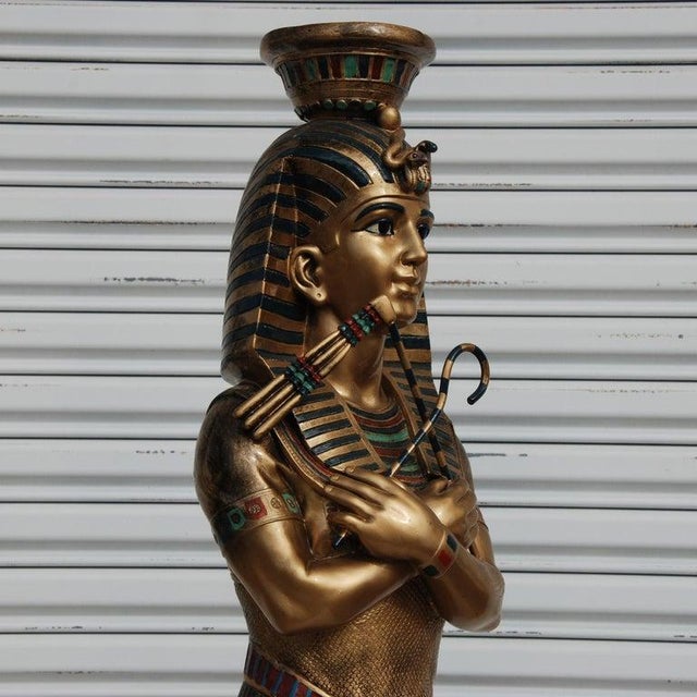 Traditional Egyptian Pharaoh Statue Floor Lamp For Sale - Image 3 of 7