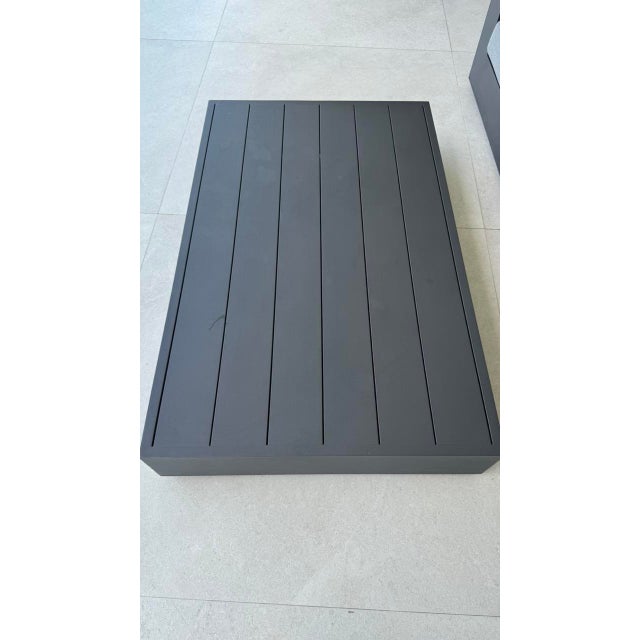 Slate Gray Rh Outdoor Aluminum Sofa + Rectangular Coffee Table, Slate For Sale - Image 8 of 9