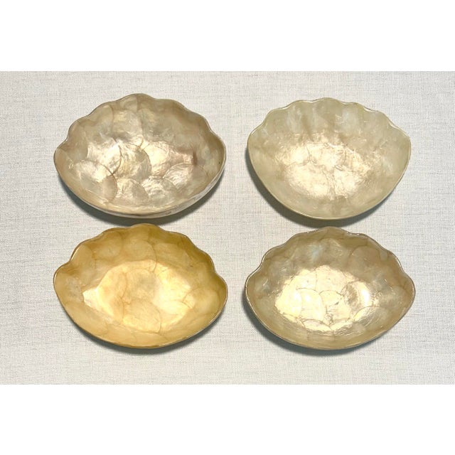Mid-Century Modern MCM Gumps Capiz Bowls and Scalloped Shell Dishes Catchalls and Trays - A 9 Piece Set For Sale - Image 3 of 11