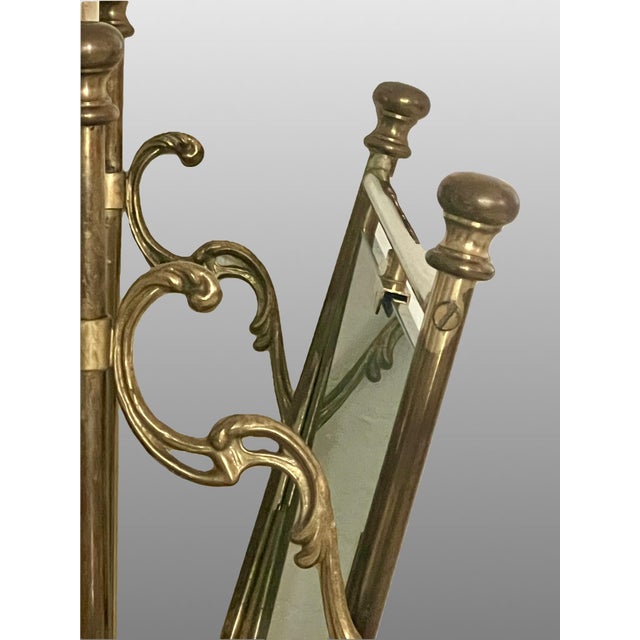 Brass French Brass & Smokey Gray Glass Magazine Rack Attr. To Maison Bagues / Jansen, France For Sale - Image 8 of 9