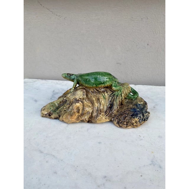Rare Majolica Palissy Lizard signed Joseph Landais Circa 1860.