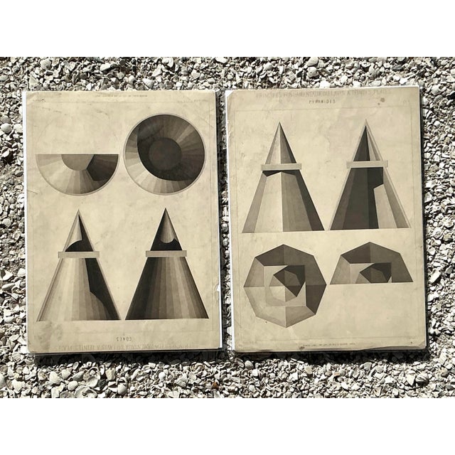 Gray Vintage Boho Geometric Sphere Engravings - Set of 2 For Sale - Image 8 of 12