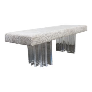 Mid Century Modern Long Lucite End of the Bed Dining Table Bench 6374 For Sale
