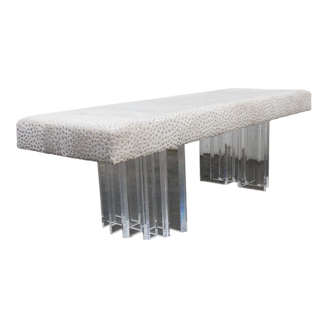 Mid Century Modern Long Lucite End of the Bed Dining Table Bench 6374 For Sale