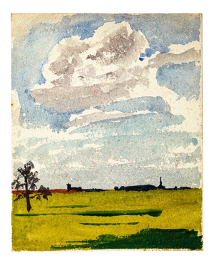 Countryside - Watercolor Drawing by Jean Chapin - Early 1900 Early 1900