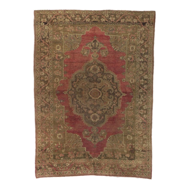 Vintage Turkish Oushak Rug - 06'07 X 09'01 For Sale
