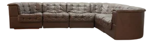 Vintage DS11 Patched Seal Brown Leather Modular Sofa from De Sede, 1970s, Set of 6