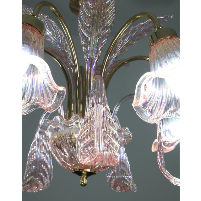 Liz Taylor, Iridiscent Pink Murano Glass Chandelier, 1980s For Sale - Image 16 of 18