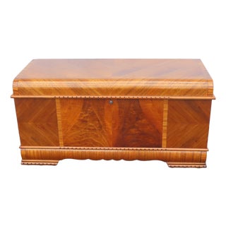 Lane Art Deco Waterfall Inlay Cedar Chest Blanket Trunk 6585 For Sale