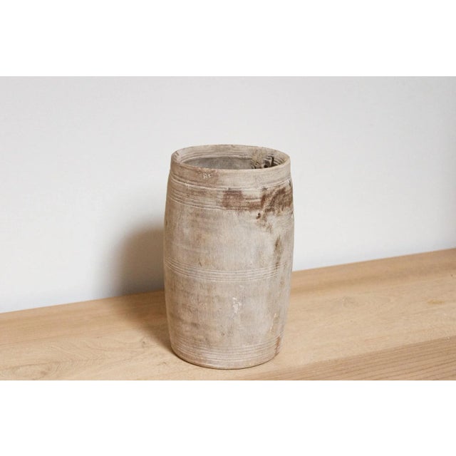 Wood Primitive Handcarved Wooden Pot-Pooran For Sale - Image 7 of 7