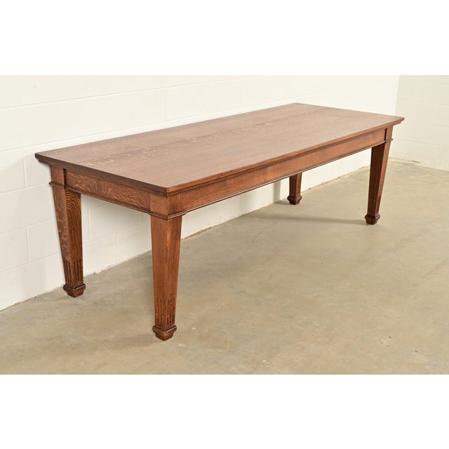 Stickley Brother's Style Antique Mission Oak Arts & Crafts Harvest Dining Table, Newly Refinished For Sale - Image 11 of 11