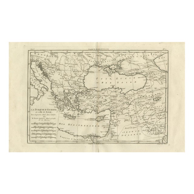 Turkey in Europe and Asia Map by Bonne, 1780 For Sale