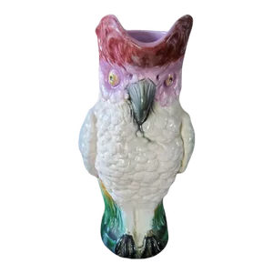 19th Century Majolica Cockatoo Pitcher
