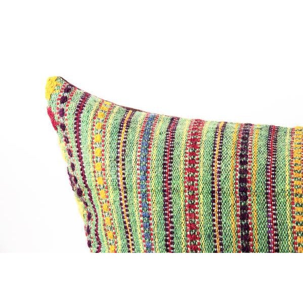 Green Woven Boho Lumbar Pillow Chairish