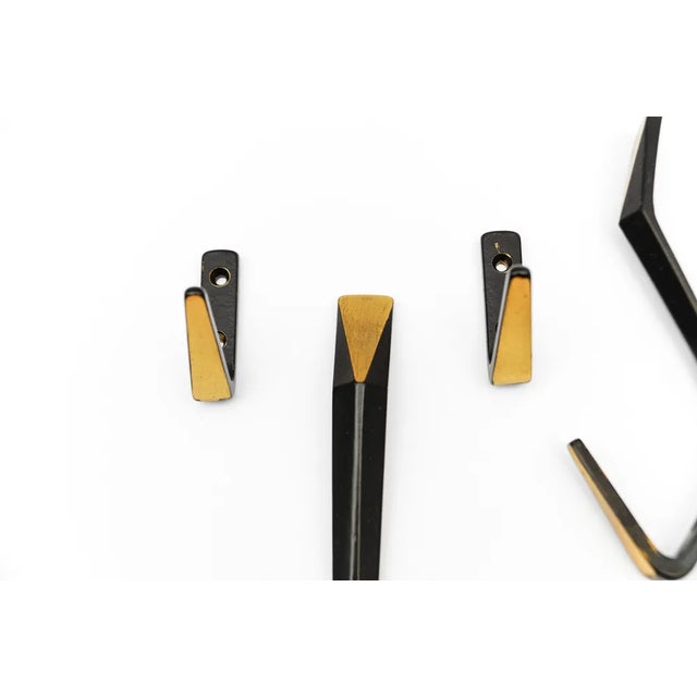 Mid-Century Modern Solid Brass Wall Hooks, Austria, 1950s, Set of 5 For Sale - Image 6 of 7