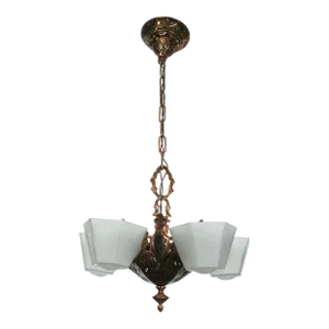 1932 Tudor Revival 5 Light Chandelier by Moe Bridges