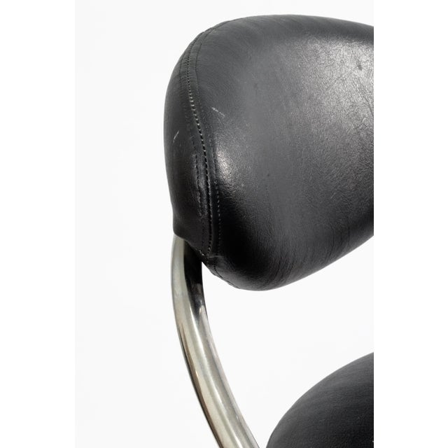 Chrome Design Institute of America Black Leather & Chrome Hightop Barstools For Sale - Image 8 of 9
